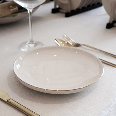 Cream Piped Rectangular Tablecloth