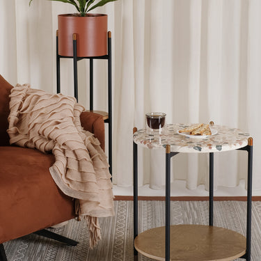 Plak Tan Metal Side Table