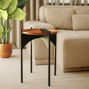Arch Black Orange Metal Side Table