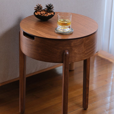Chef Open Walnut Wooden Side Table