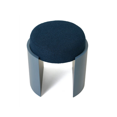 Moon Navy Blue Wooden Ottoman