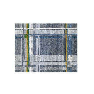 Lines Wool and Silk Hand-Woven Carpet