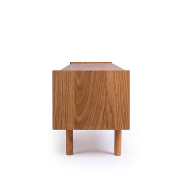 Sem Natural Wood Ribbed Glass TV Stand